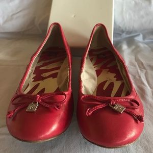 Anne Klein Red Leather flats, 6 1/2 M; worn once